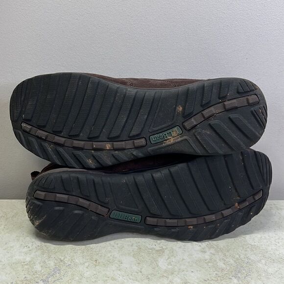 LL Bean Brown Comfort Mocs Brown Suede Slip On 14 Wide - Picture 7 of 8